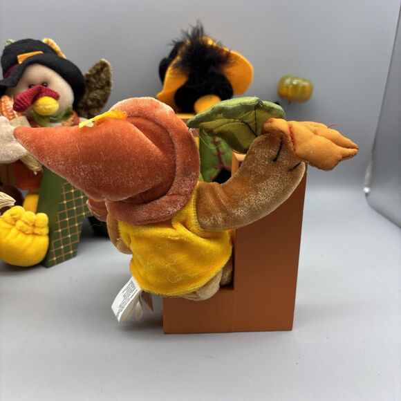 Home Interiors Fall Decorations Autumn Plush Scarecrow Crow Bear & Turkey 6-8” - Picture 6 of 10